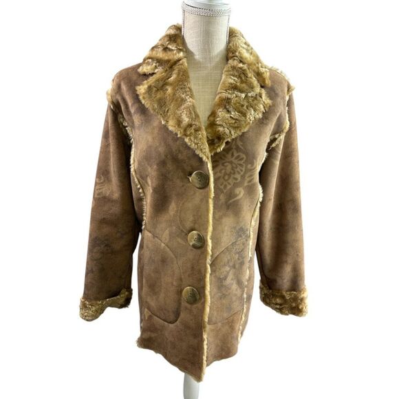 Chico's Faux Fur Coat Sz Small / US 4 Soft Cozy Boho Southwest - Picture 1 of 16